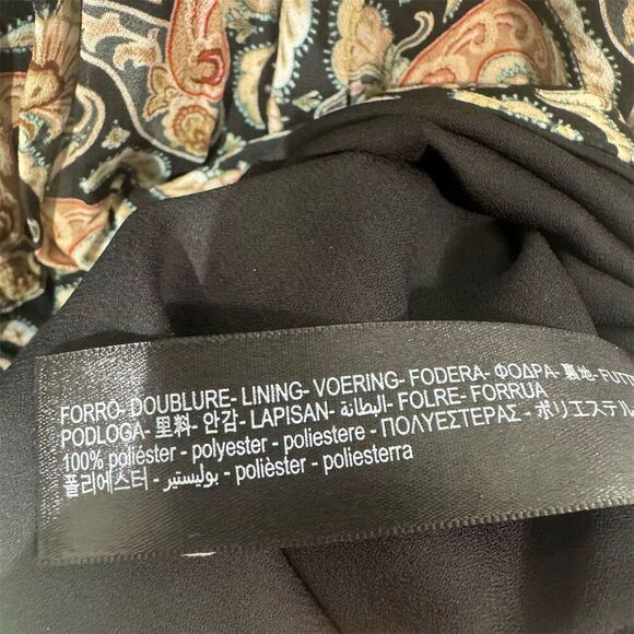 Massimo Dutti Paisley Mini Dress Long Sleeve Boho Viscose Lined Size 4 BohoChic - Picture 8 of 8